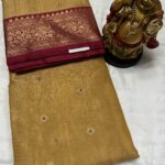 Nakshi Border Katan Chanderi - Mango Yellow with Shimmer Buttis