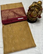 Nakshi Border Katan Chanderi - Mango Yellow with Shimmer Buttis