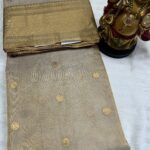 Nakshi Border Katan Chanderi in Ivory Gold with Chevron Zari Pallu