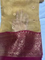Nakshi Border Katan Chanderi - Mango Yellow with Shimmer Buttis - Image 2