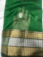 Pattu Border Katan Chanderi in Emerald Green with Dual-Tone Zari Butta