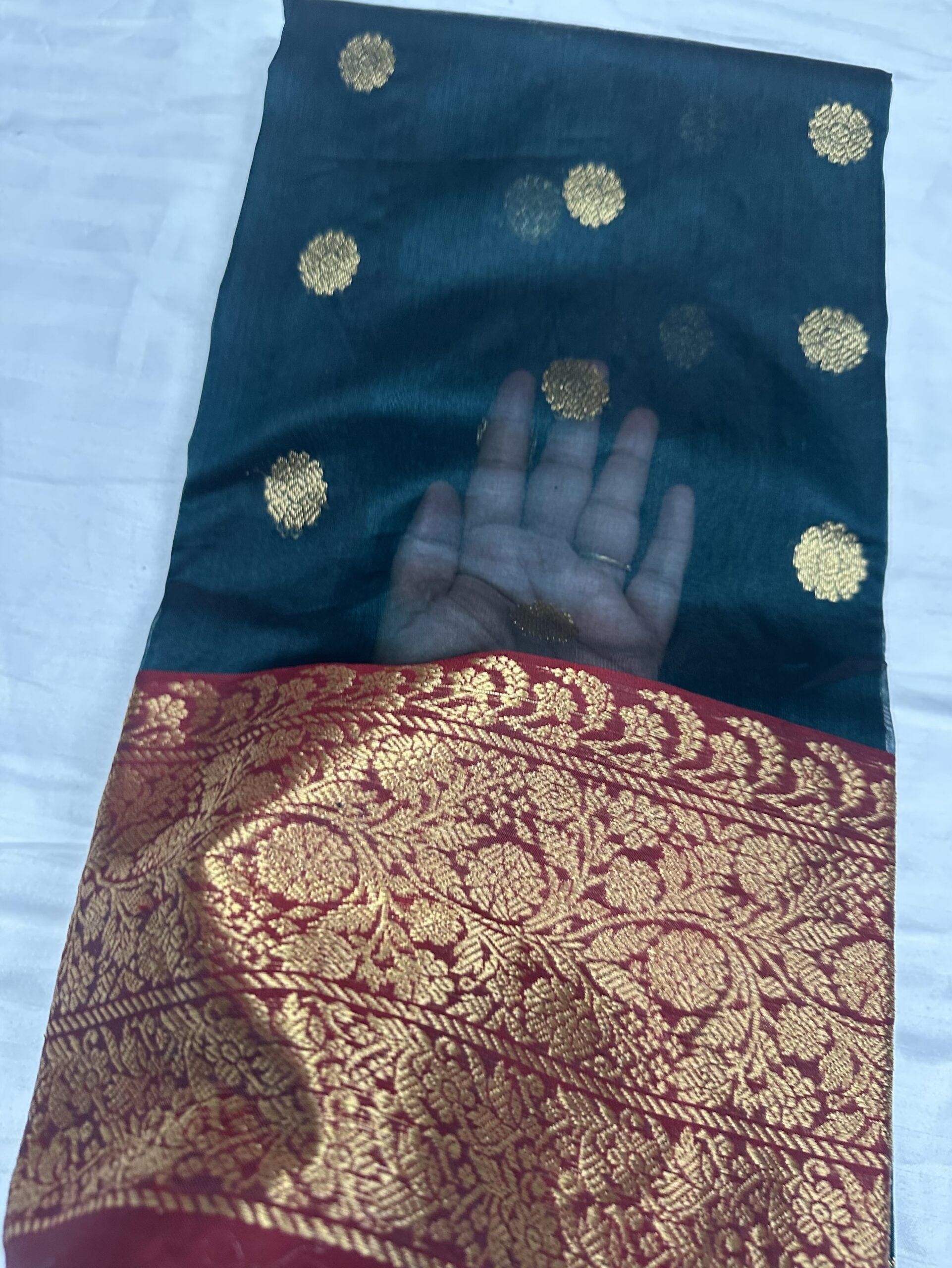 IMG_3795 Emerald Blue Nakshi Border Katan Chanderi - Image 1