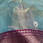 Nakshi Border Katan Chanderi in Sky Blue with Magenta Fish-Scale Pallu