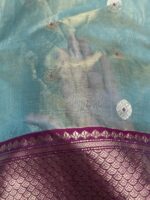 Nakshi Border Katan Chanderi in Sky Blue with Magenta Fish-Scale Pallu