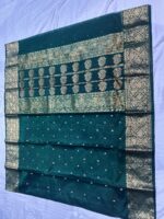 Nakshi Border Katan Chanderi - Bottle Green with Ornate Floral Border - Image 2