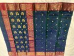 Nakshi Border Katan Chanderi in Peacock Blue with Ornate Floral Pallu - Image 2