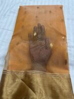 Pattu Border Katan Chanderi in Honey Gold with Traditional Zari Pallu