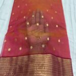 Pattu Border Katan Chanderi in Watermelon Pink with Floral Zari Pallu