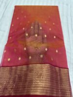 Pattu Border Katan Chanderi in Watermelon Pink with Floral Zari Pallu