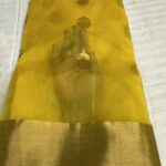Pattu Border Katan Chanderi in Mustard Yellow with Antique Gold Butta