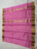 Pattu Border Katan Chanderi in Rani Pink with Diamond Zari Butti - Image 2