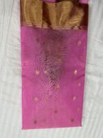 Pattu Border Katan Chanderi in Rani Pink with Diamond Zari Butti