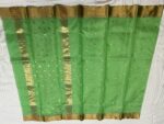 Pattu Border Katan Chanderi in Parrot Green with Diamond Zari Butti - Image 2