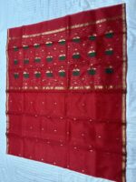 Piping Border Katan Chanderi in Radiant Red with Green Meena Butta