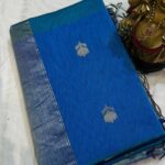 Lottus Butta in Sky Blue with Royal Silver Zari Weaving