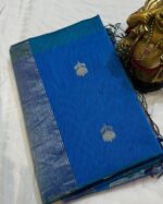 Lottus Butta in Sky Blue with Royal Silver Zari Weaving