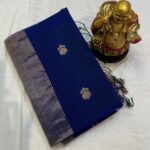 Lottus Butta in Deep Teal Blue with Majestic Silver Zari