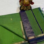 Daimond Butta Small Border in Pistachio Green with Antique Silver Zari