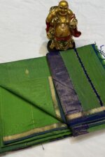 Daimond Butta Small Border in Pistachio Green with Antique Silver Zari