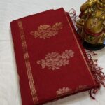 Rich Meena Pallu Maheshwari in Royal Crimson Red