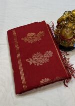 Rich Meena Pallu Maheshwari in Royal Crimson Red