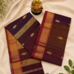 Royal Purple Maheshwari Gajlaxmi Saree with Rich Zari Border