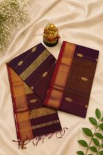 Royal Purple Maheshwari Gajlaxmi Saree with Rich Zari Border