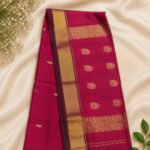Vibrant Magenta Maheshwari Saree with Kaju Butti & Rich Zari Border