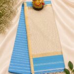 Elegant Sky Blue Maheshwari Saree with Fine Lining & Rich Border