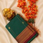 Rich Bottle Green Maheshwari Saree with Lining Border