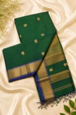 Green Maheshwari Saree with Lotus Butta
