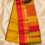 Radiant Mustard & Pink Maheshwari Saree with Grand Pattu Border