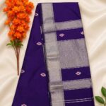 Royal Purple Maheshwari Fancy Saree with Silver Zari Border