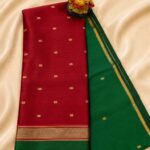 Maroon & Green Maheshwari Rui Butta Saree