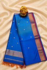 Blue Shaded Maheshwari Saree with Big Border