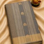 Elegant Grey Maheshwari Tissue Kaju Butta Saree