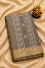 Elegant Grey Maheshwari Tissue Kaju Butta Saree
