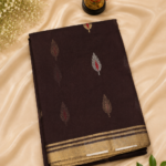 Traditional Handwoven Chanderi Pattu Saree rich dark brown