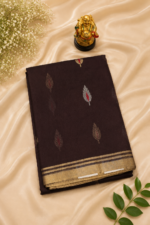 Traditional Handwoven Chanderi Pattu Saree rich dark brown