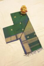 Green Maheshwari Saree with Lotus Butta - Image 2