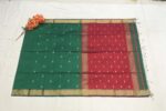 Maroon & Green Maheshwari Swastik Butta Saree - Image 3