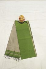 Classic Olive Green Plain Maheshwari Saree