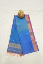 Blue Shaded Maheshwari Saree with Big Border - Image 2
