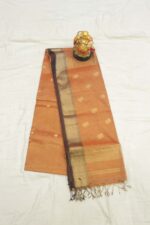 Radiant Rust Maheshwari Tissue Saree - Image 2