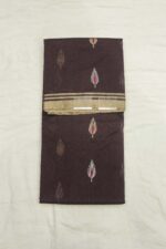 Traditional Handwoven Chanderi Pattu Saree rich dark brown - Image 2