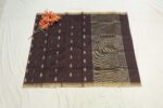 Traditional Handwoven Chanderi Pattu Saree rich dark brown - Image 3