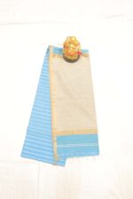 Elegant Sky Blue Maheshwari Saree with Fine Lining & Rich Border - Image 2