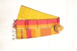 Radiant Mustard & Pink Maheshwari Saree with Grand Pattu Border - Image 2