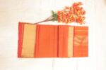 Vibrant Orange Maheshwari Saree with Plain Border - Image 2