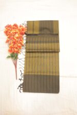 Contemporary Olive-Gold Striped Maheshwari Fancy Saree - Image 2